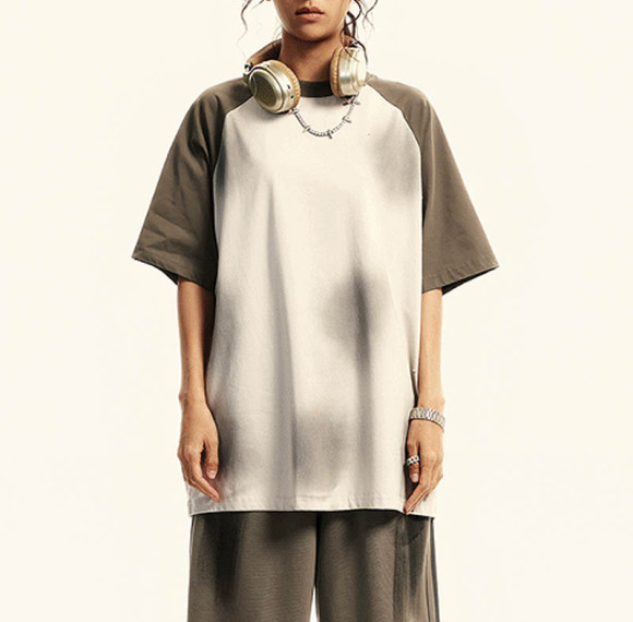 Custom Vintage Street Color Clash Short Sleeve T-Shirt | Spray & Patchwork | Sorona Cotton Fabric T-shirts