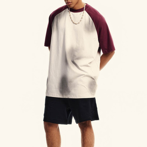 Custom Patchwork Spray Color Vintage Short Sleeve T-Shirt