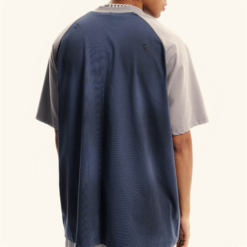 Custom Patchwork Spray Color Vintage Short Sleeve T-Shirt
