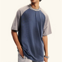 Custom Vintage Street Color Clash Short Sleeve T-Shirt | Spray & Patchwork | Sorona Cotton Fabric T-shirts