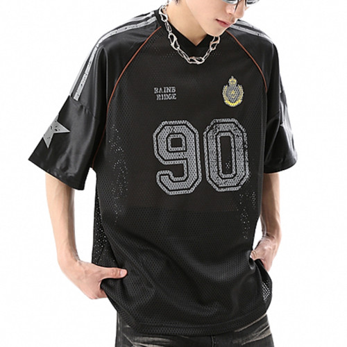 Custom Street Style Athletic Mesh Jersey Oversized T-Shirts