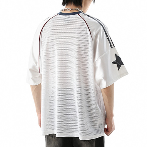 Custom Street Style Athletic Mesh Jersey Oversized T-Shirts