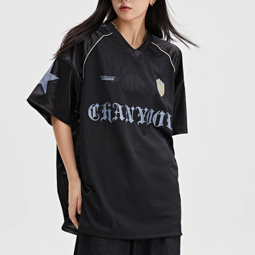 Custom Vintage Sports Street Oversized Mesh T shirt