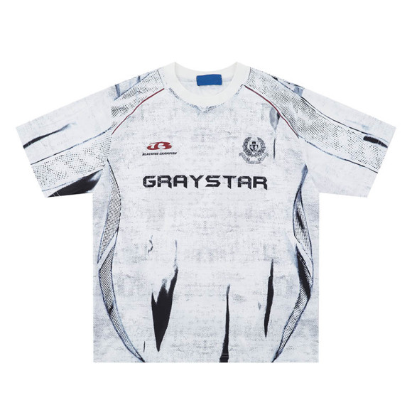 Custom Retro Sporty Style Summer Letter Print Mesh T-Shirt