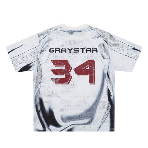 Custom Retro Sporty Style Summer Letter Print Mesh T-Shirt