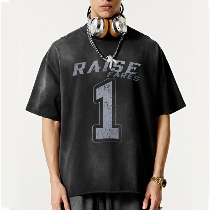 Custom Vintage Aged Design Printed Short Sleeve T-Shirt