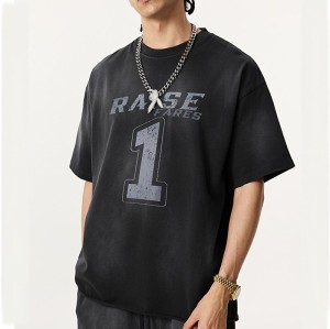 Custom Vintage Aged Design Printed Short Sleeve T-Shirt