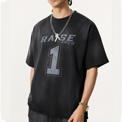 Custom Vintage Aged Design Printed Short Sleeve T-Shirt