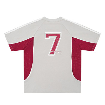 Custom 2025 Summer Vintage Sport Style Patchwork T-Shirt Mens