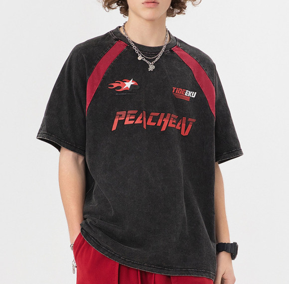 Custom 2025 Summer Sport Street Style Washed Short Sleeve T-Shirt