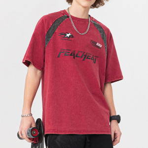 Custom 2025 Summer Sport Street Style Washed Short Sleeve T-Shirt