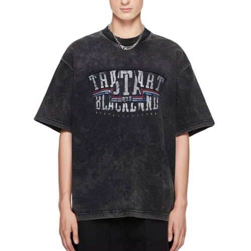 Custom 2025 Summer Street Style Vintage Wash Short-Sleeve T-Shirt