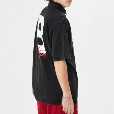 Custom 2025 Summer Retro Sport Style Printed Washed Polo Shirt