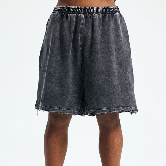 Custom Vintage Trend Torn Cotton Batik Shorts Mens