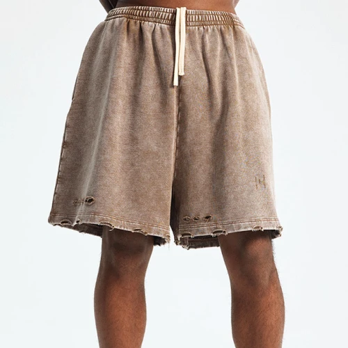 Custom Vintage Trend Torn Cotton Batik Shorts Mens