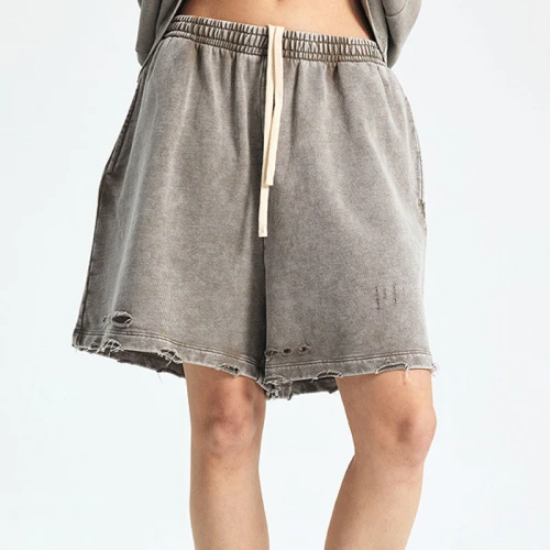 Custom Vintage Trend Torn Cotton Batik Shorts Mens