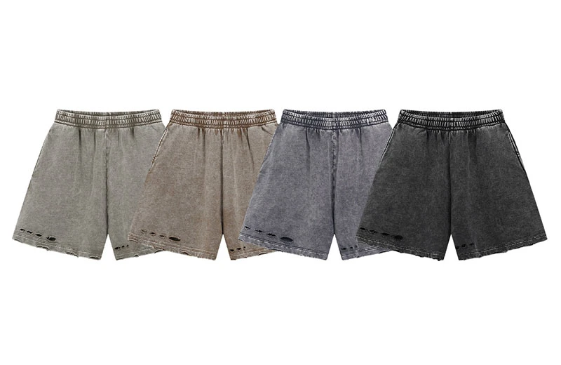 Vintage Trend Torn Cotton Batik Shorts Mens