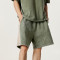 Custom Vintage Street Style Spliced Washed Cotton Shorts
