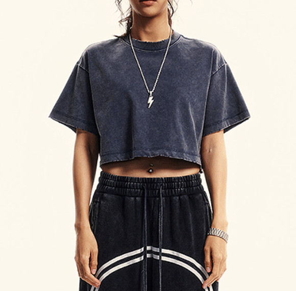 Custom Vintage Short T-shirt Woman | Washed | Vintage Street Style | Sorona Fabric