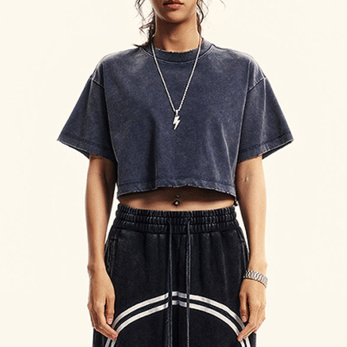 Custom Vintage Short T-shirt Woman | Washed | Vintage Street Style | Sorona Fabric