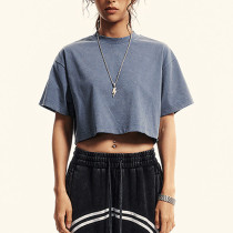 Custom Vintage Short T-shirt Woman | Washed | Vintage Street Style | Sorona Fabric