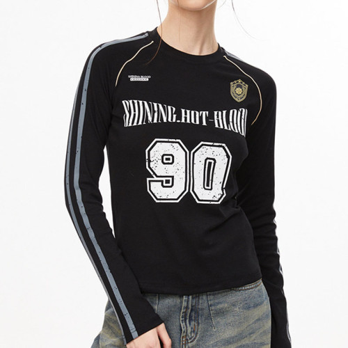 Custom Vintage Women's Cropped Long Sleeve T-Shirts | Crack Screen Printing | Vintage Sporty Style