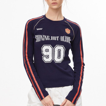 Custom Vintage Women's Cropped Long Sleeve T-Shirts | Crack Screen Printing | Vintage Sporty Style