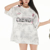 Custom Vintage Sport Jersey Letter Printed T-Shirt | Tie-dye & Screen Printing | 100% Cotton