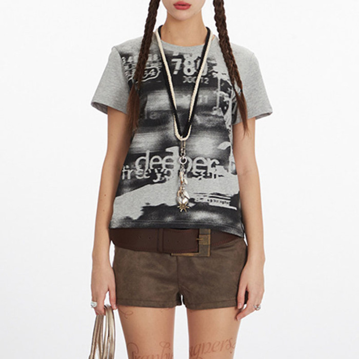 Custom Vintage Street Printed Women's Short Sleeve T-Shirt | Tie-dye & Screen Printing | 100% Cotton