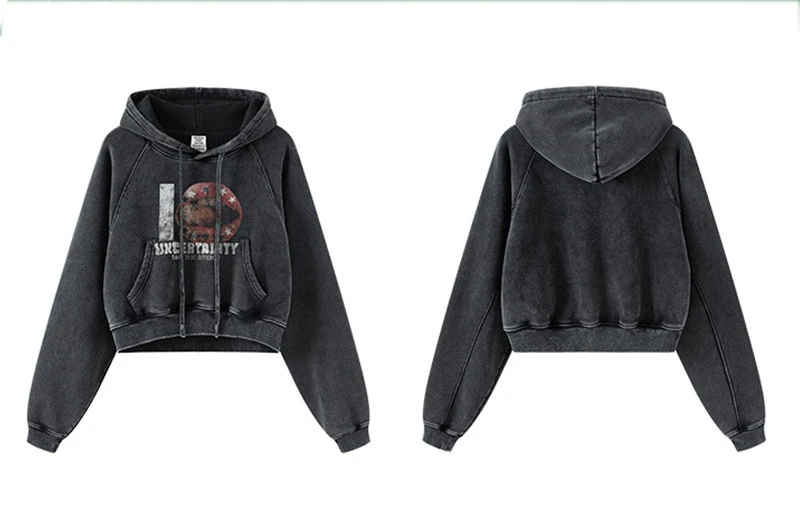 Washed Vintage Cropped Hoodie