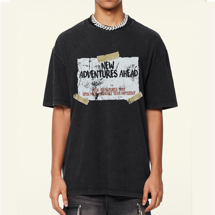 Custom Vintage Graffiti Style Heavyweight Cotton T-shirt | Washed & DTG | 100% Cotton