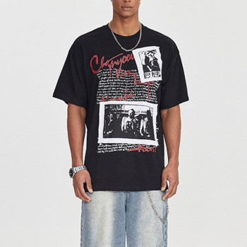 Custom Retro Street Trend Rock Band Printed T-Shirt | Washed | 100% Cotton