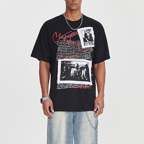 Custom Retro Street Trend Rock Band Printed T-Shirt | Washed | 100% Cotton