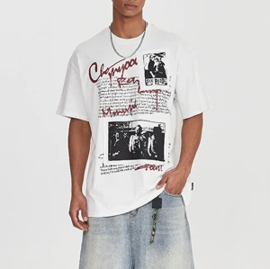 Custom Retro Street Trend Rock Band Printed T-Shirt | Washed | 100% Cotton