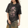 Custom Vintage Graffiti Style Washed Rose Printed T-Shirt | Washed & DTG | 100% Cotton