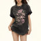 Custom Vintage Graffiti Style Washed Rose Printed T-Shirt | Washed & DTG | 100% Cotton