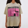 Custom Vintage Street Retro Rock Print Washed T-Shirt | Washed & Screen Printing & Puff Printing