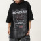 Custom Retro High Street Washed Short Sleeve T-Shirt | Sun Faded & Applique Patch & Screen Printing