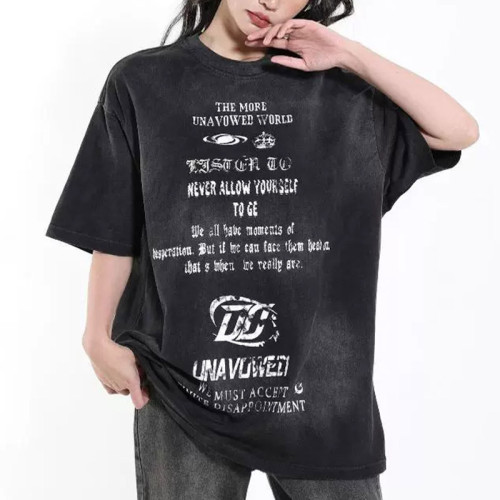 Custom Vintage Street Gradient Oversized T-Shirt | Washed & Gradient & DTG | 100% Cotton | OEM&ODM