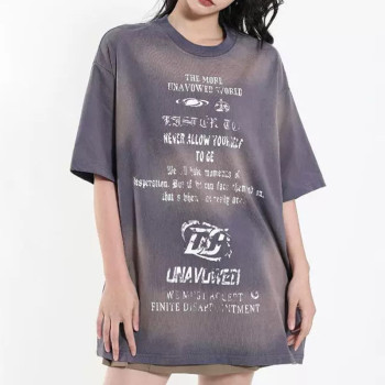 Custom Vintage Street Gradient Oversized T-Shirt | Washed & Gradient & DTG | 100% Cotton | OEM&ODM