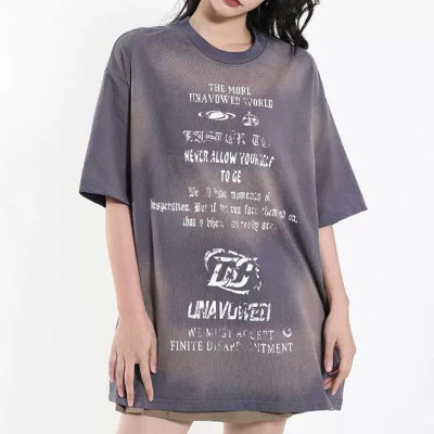 Custom Vintage Street Gradient Oversized T-Shirt | Washed & Gradient & DTG | 100% Cotton | OEM&ODM