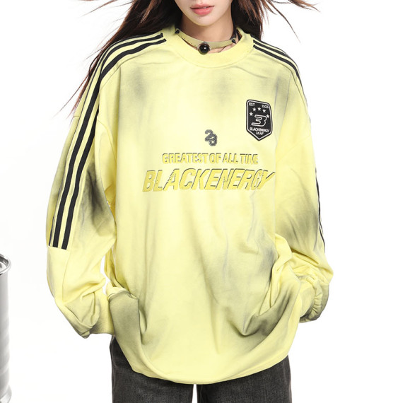 Custom Vintage Street Striped Long Sleeve T-Shirt | Spray & Screen Printing & Embroidery | OEM & ODM