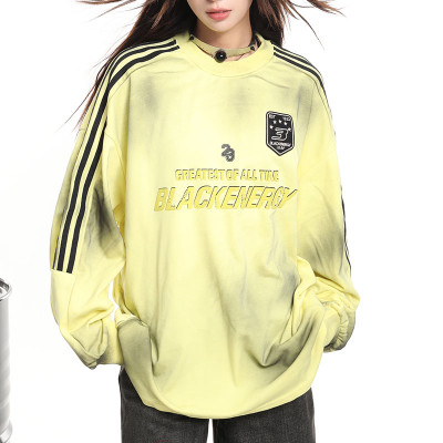 Custom Vintage Street Striped Long Sleeve T-Shirt | Spray & Screen Printing & Embroidery | OEM & ODM