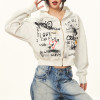 Custom Vintage Graffiti Style Boxy Fit Women's Cropped Hoodie | DTG | Milk Silk Knitted Fabric
