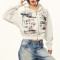 Custom Vintage Graffiti Style Boxy Fit Women's Cropped Hoodie | DTG | Milk Silk Knitted Fabric