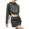 Custom Vintage Gradient Women's Cropped Hoodies | Acid Washed & Embroidery | Long Sleeve Hoodies