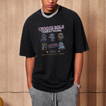 Custom Vintage Street Washed Game Themed Printed T-shirt | Sun Faded & DTG | 270GSM 100% Cotton