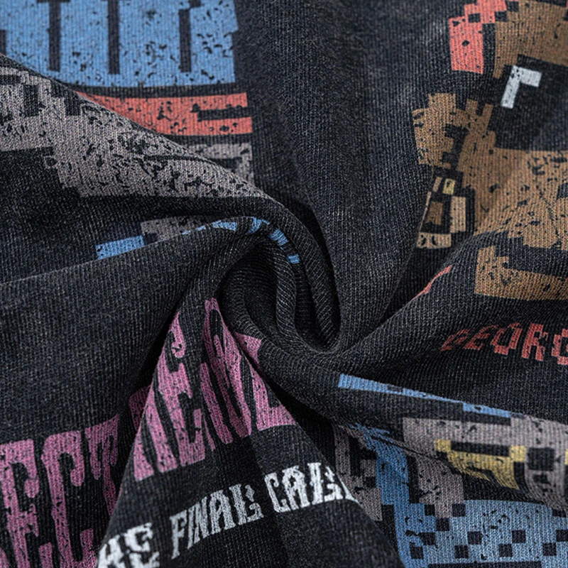 Custom Vintage Street Washed Game Themed Printed T-shirt