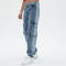 Original Design Vintage Washed Denim Workwear Pants | Washed & Embroidery | Denim Fabric Cargo Jeans
