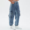Original Design Vintage Washed Denim Workwear Pants | Washed & Embroidery | Denim Fabric Cargo Jeans